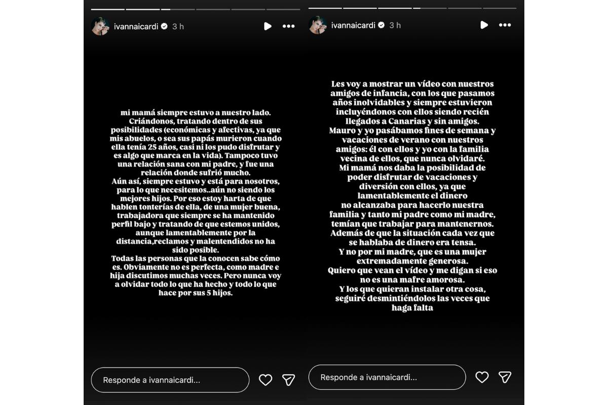Las historias de Ivana Icardi sobre su madre. (Fotos: captura de pantalla)