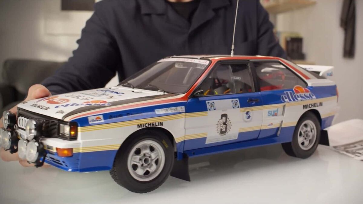 El Audi Quattro con el que Jorge Raúl Recalde brilló en 1984. Una versión a escala está a la venta.