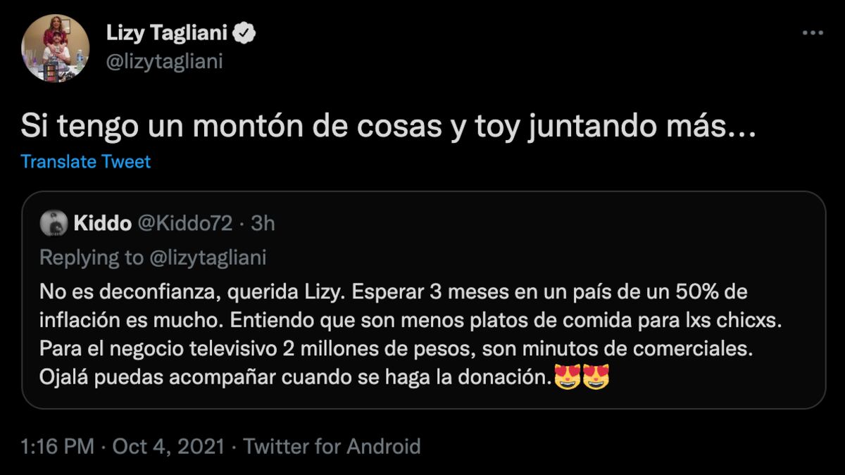 Los tuits de Lizy Tagliani