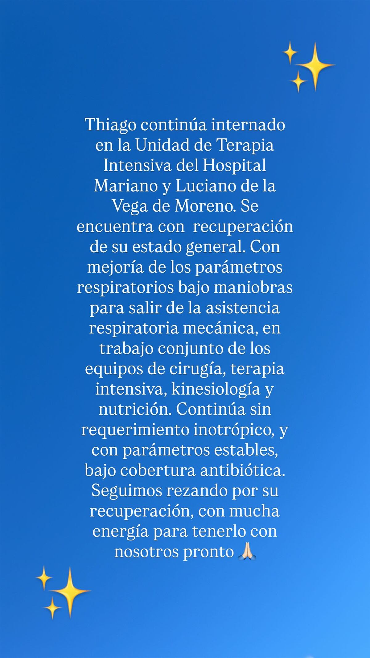 Las últimas novedades en la salud de Thiago Medina: el mensaje de Daniela Celis. (Instagram @danielacelis01)