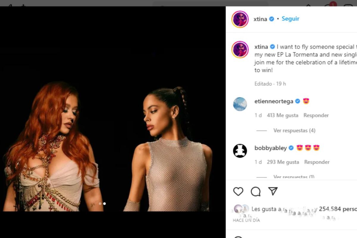 Christina Aguilera junto a Tini en la promoción de su nueva canción (Captura de pantalla).