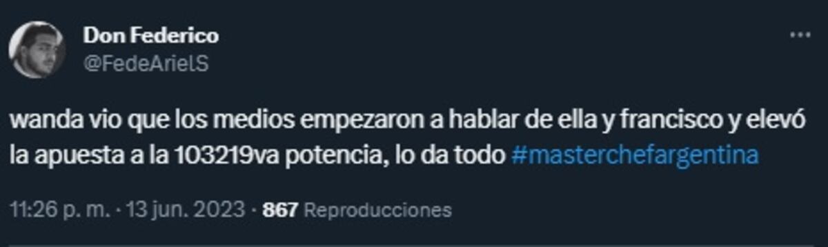 ¿Wanda Nara y Juan Francisco? Locura por el supuesto romance entre la conductora y el participante de "MasterChef" (Captura de pantalla)