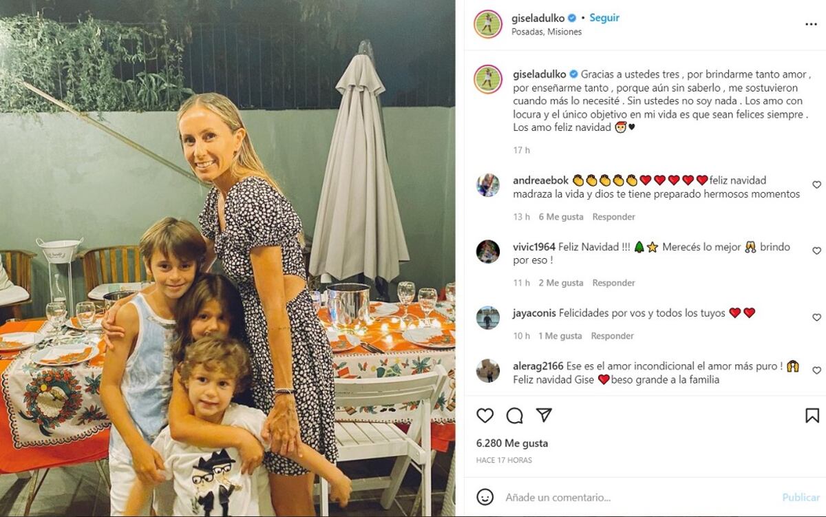 El posteo de Dulko durante la Nochebuena. (Instagram).