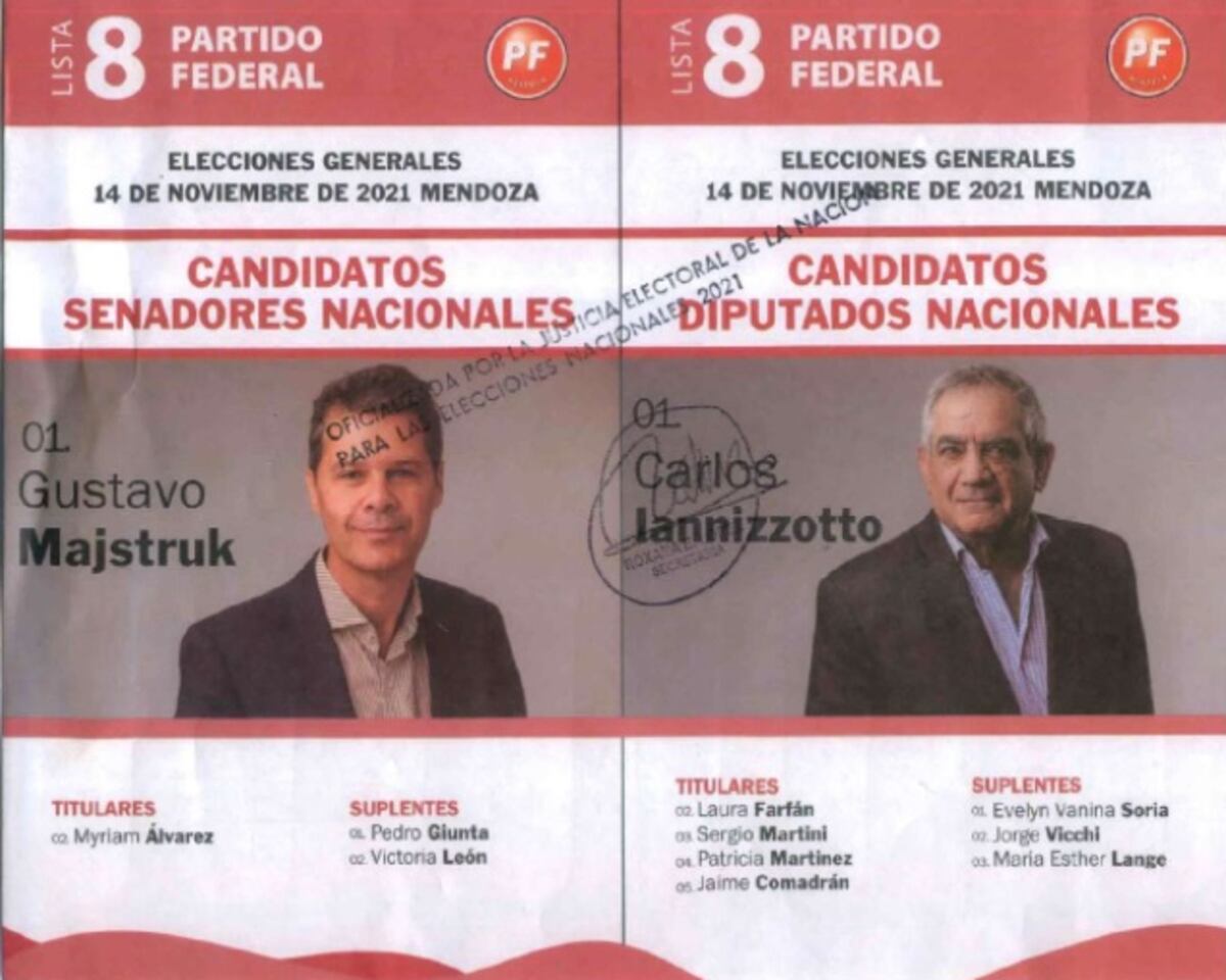 Boleta del Partido Federal de Mendoza.
