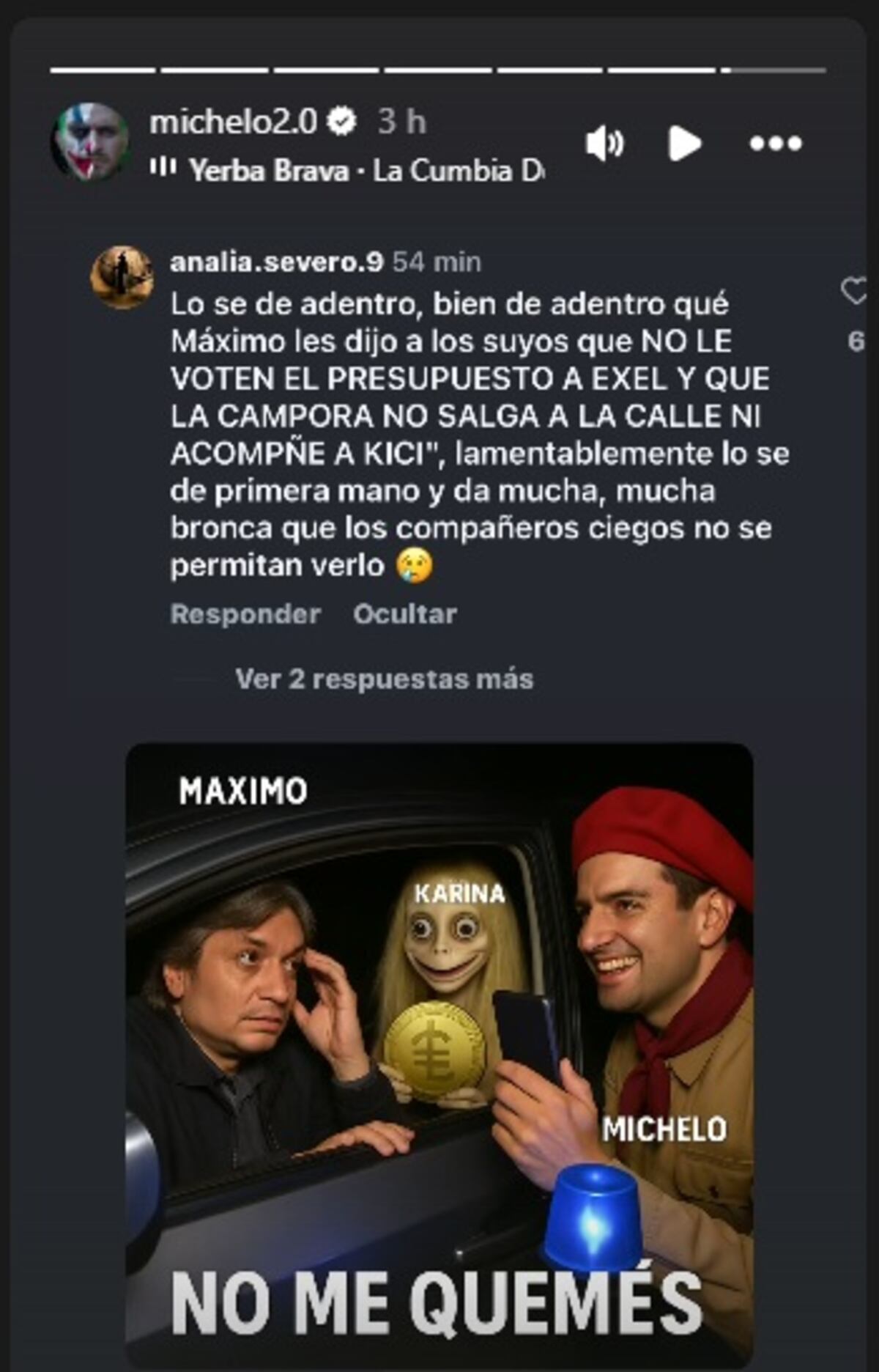 La historia más reciente que compartió Michelo