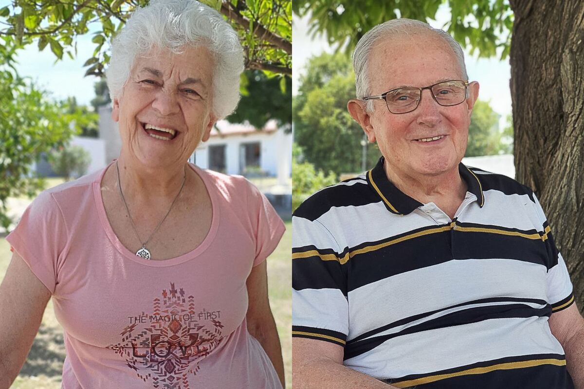 A la izquierda, Ana María en la huerta orgánica. A la derecha, Héctor abajo del castaño.
