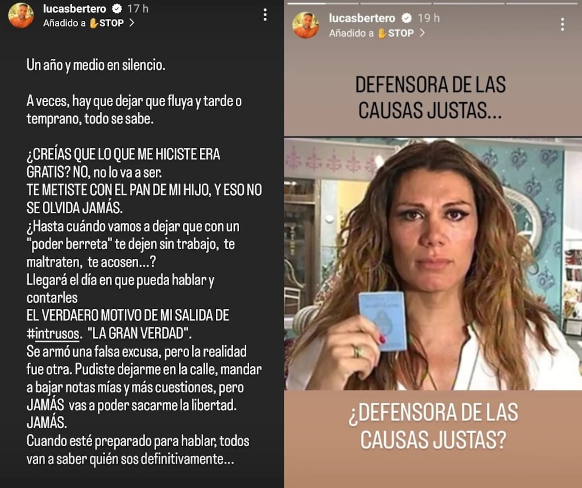 El descargo de Lucas Bertero en sus redes.