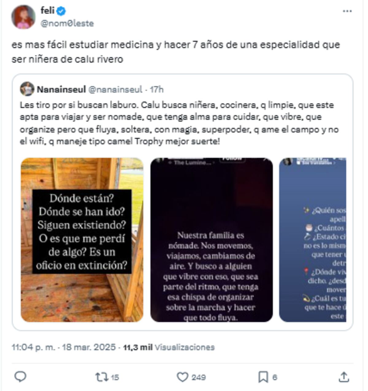 La búsqueda de Calu Rivero. (Captura)