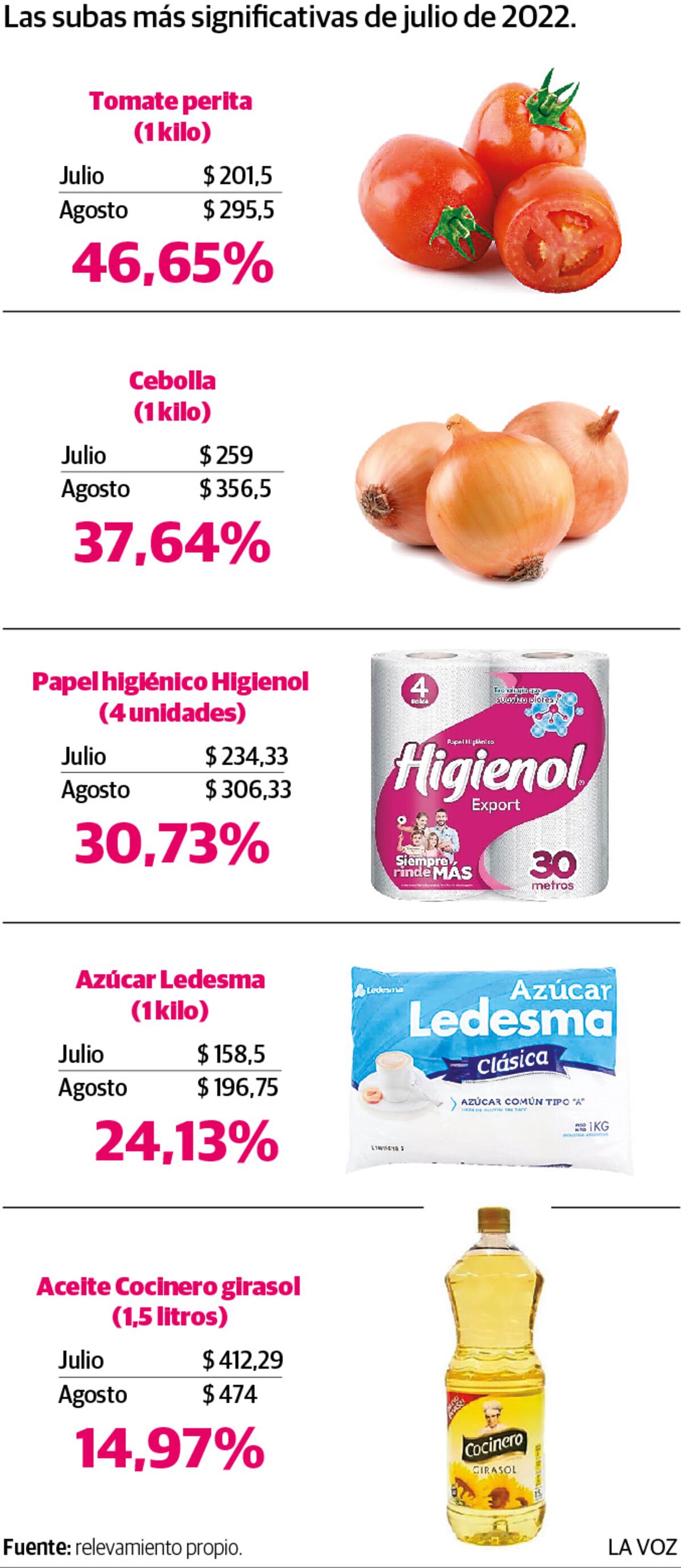 Infografía: Las subas mas sensibles (AGOSTO 2022)