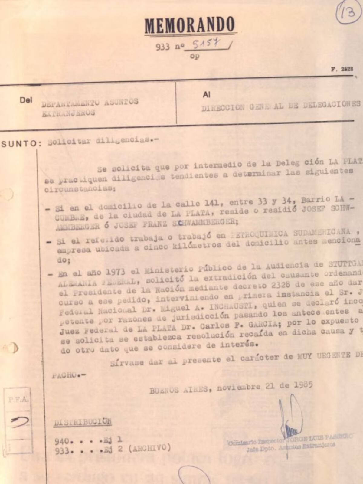 Revelaron documentos sobre el criminal nazi que vivió oculto en Argentina por casi 40 años. (Gentileza)