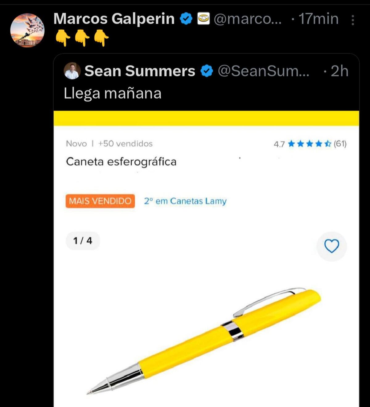 Posteo de Galperín. (Captura).