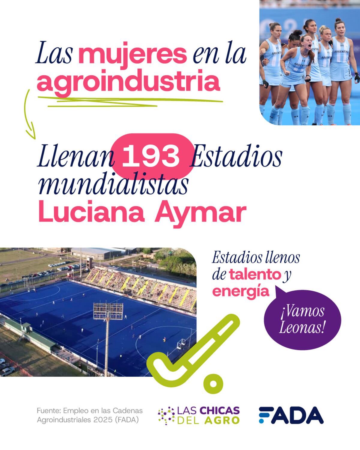 MUJERES RURALES. Las trabajadoras del agro llenan 193 veces el estadio mundialista Luciana Aymar. (Gentileza Fada)