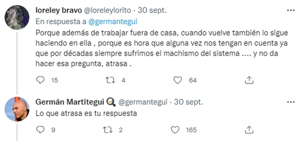 Germán Martitegui generó polémica en Twitter al preguntarse porqué las mujeres se jubilan antes que los hombres