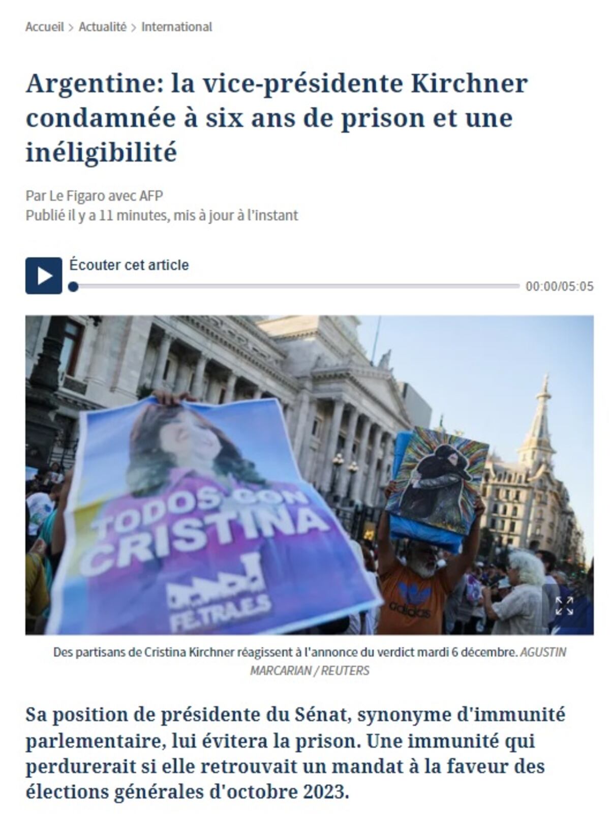 El diario francés Le Figaro se hizo eco de la nota.