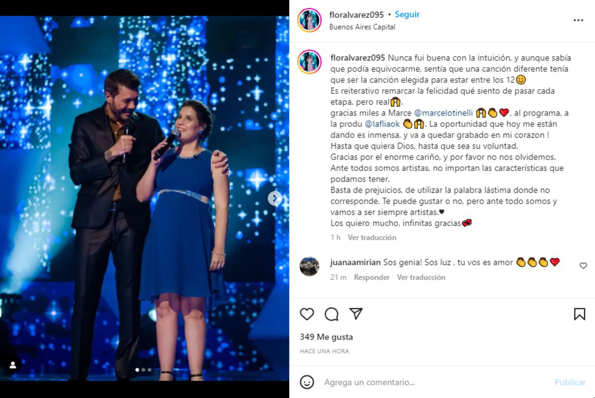 Flor Álvarez también le brindó unas palabras a sus seguidores en Instagram (Captura de pantalla)