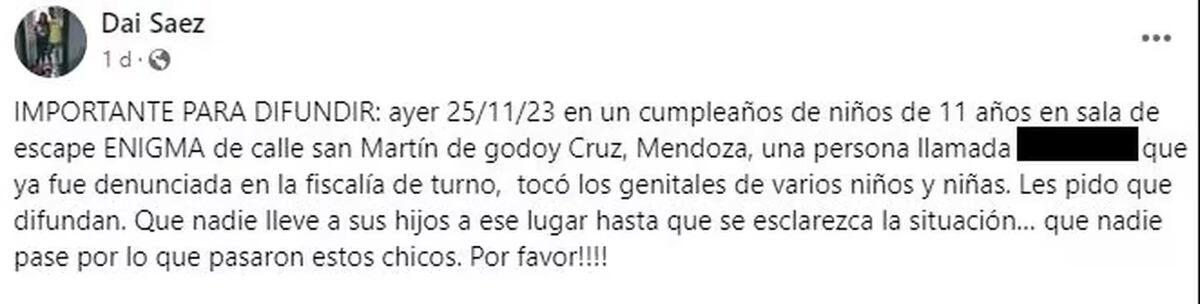 Denuncia. Los padres de los damnificados difundieron el caso por redes. (Facebook)