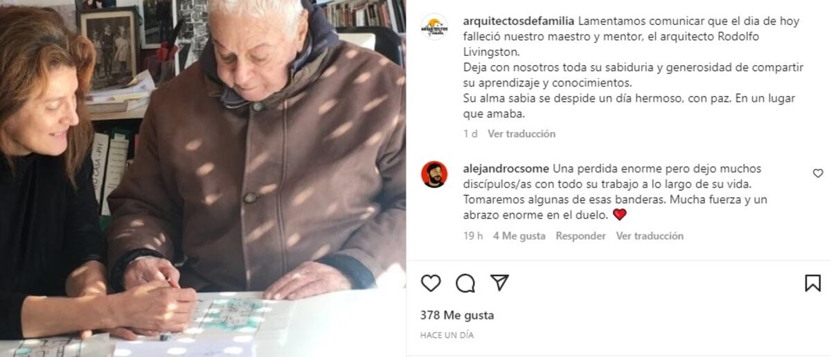 Rodolfo Livingston. Falleció a los 91 años (Instagram).