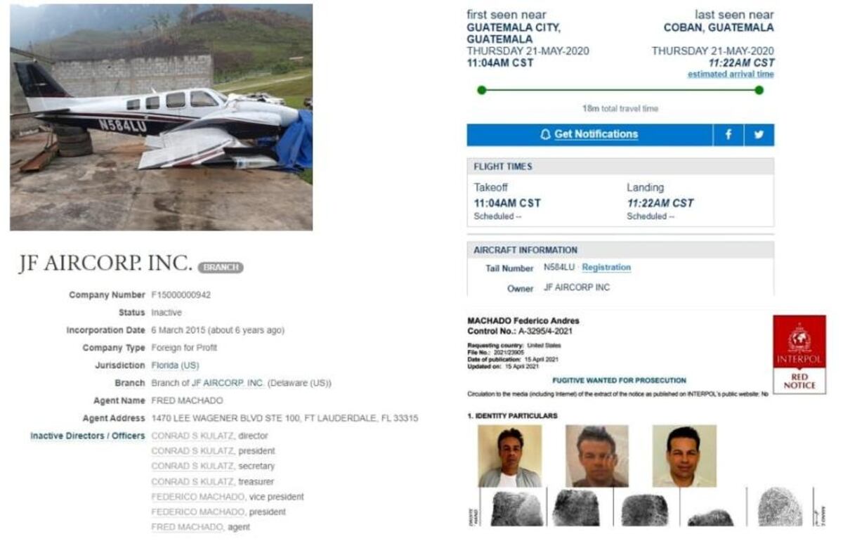Página del expediente judicial con una de las avionetas del argentino Machado (Prensa Comunitaria).