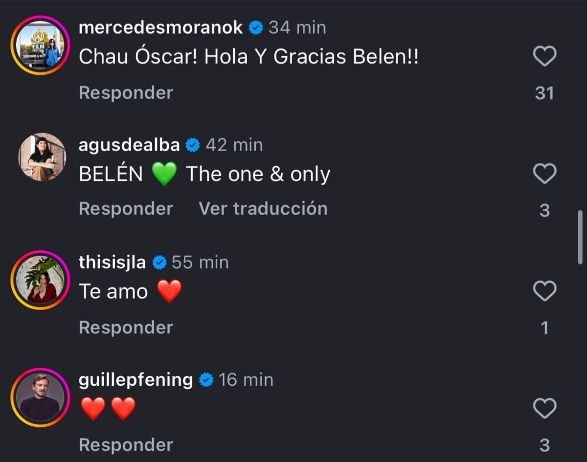 Los comentarios de apoyo y felicitaciones de las figuras argentinas