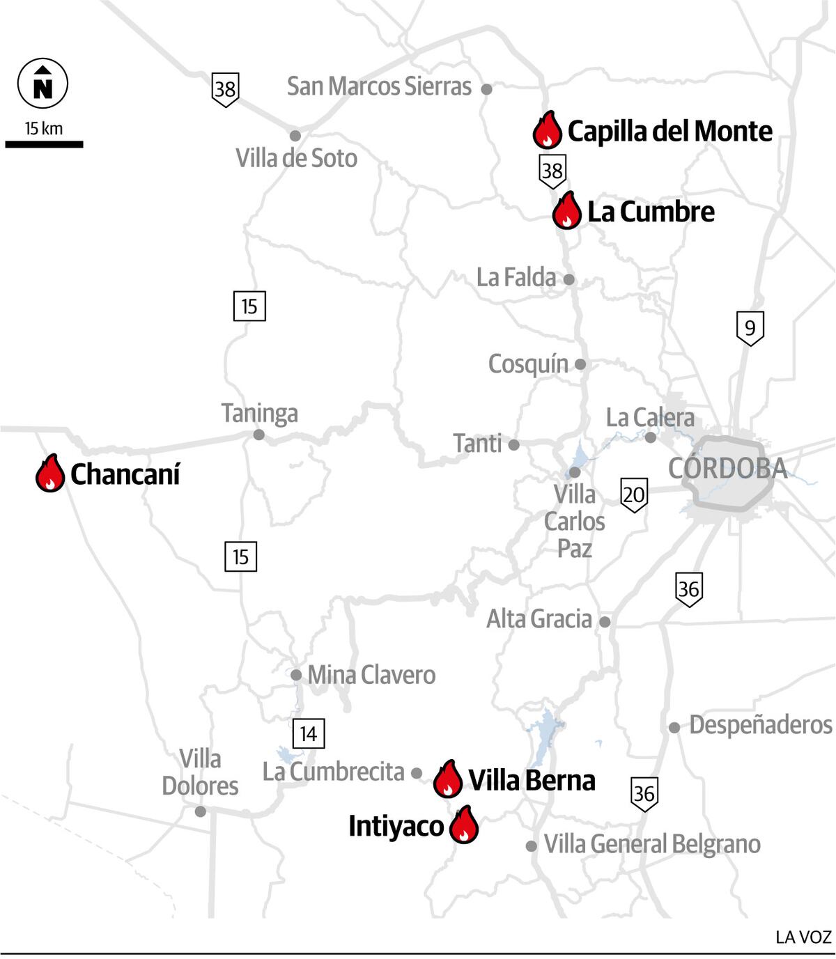 Infografía: focos de incendios del 21/09/24.