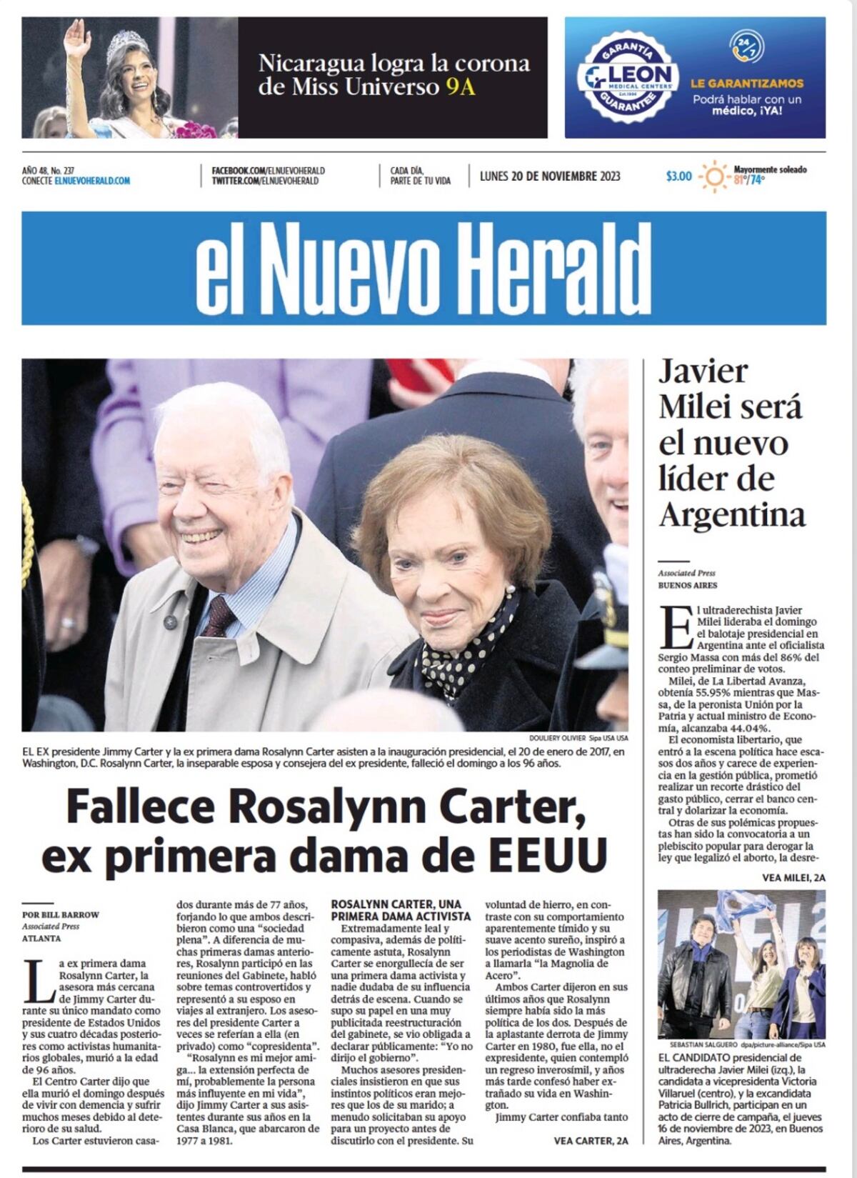 Las tapas de diarios con el triunfo de Milei.