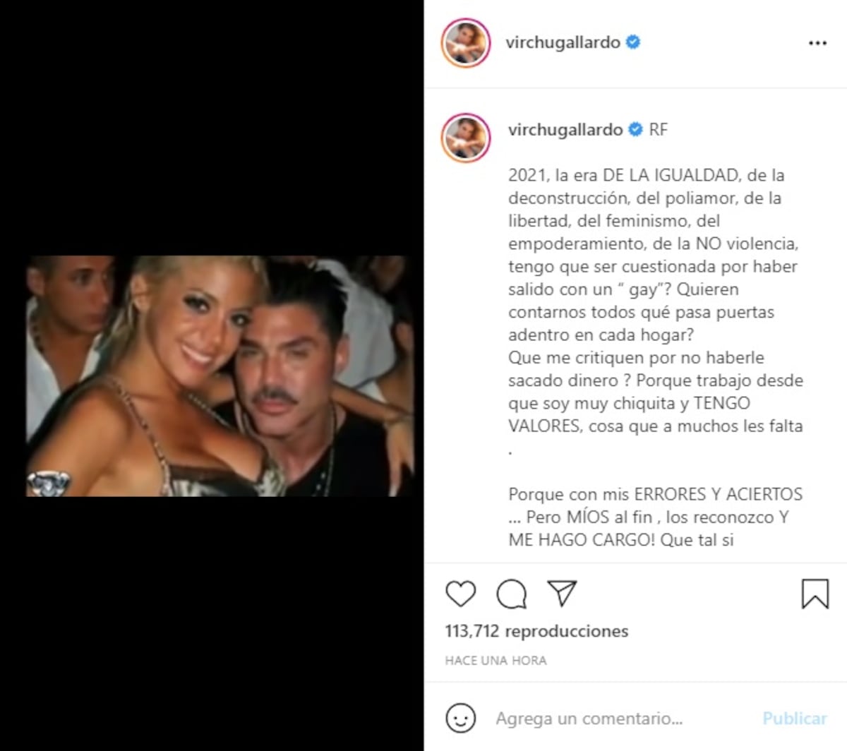 El posteo de Virginia Gallardo contra quienes la critican por la serie de Ricardo Fort