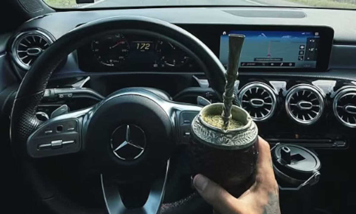 Batallini subió una foto tomando mate manejando a 172 km por hora y despertó indignación. (Captura).