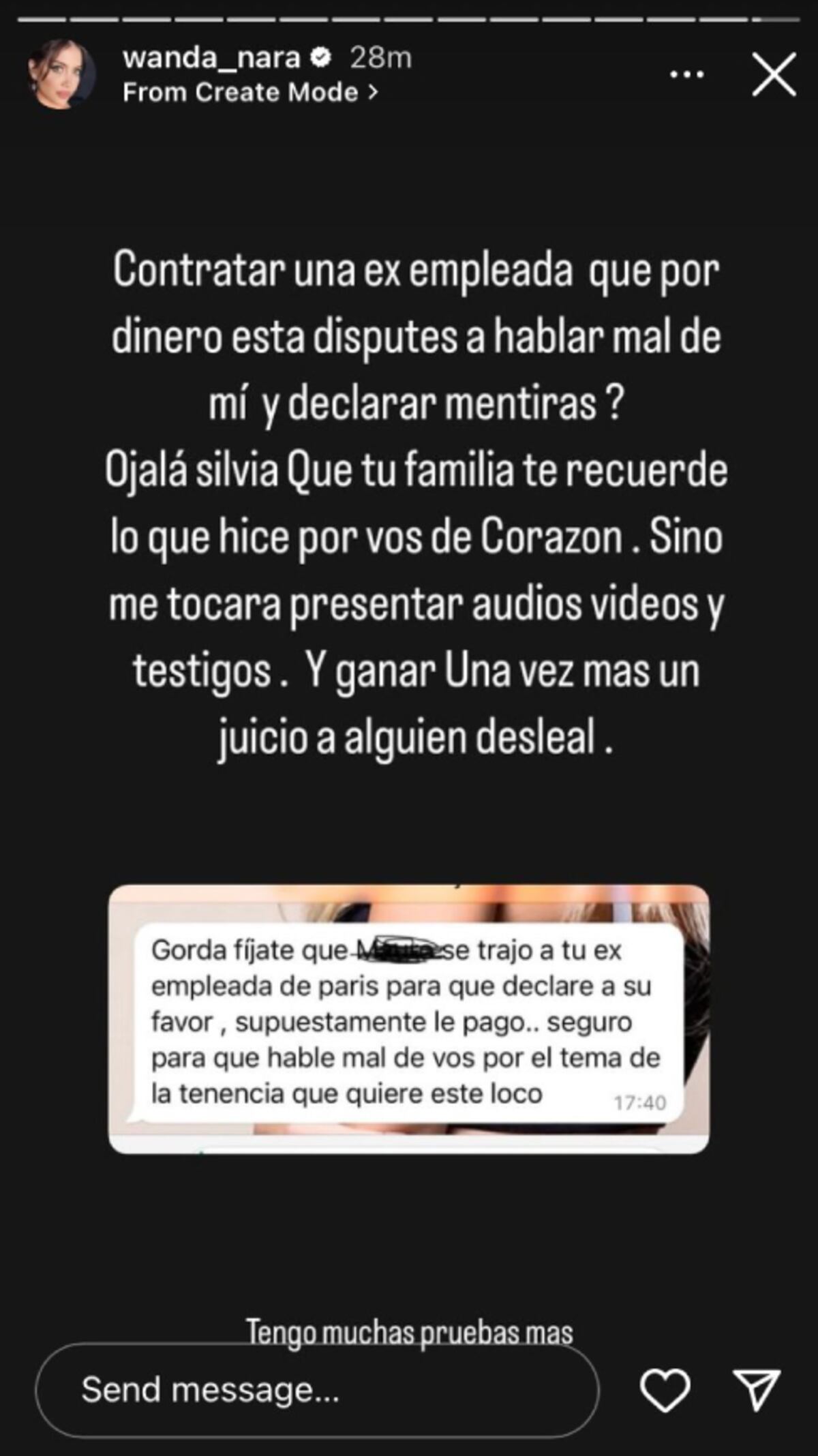 La acusación de Wanda Nara. (Captura)