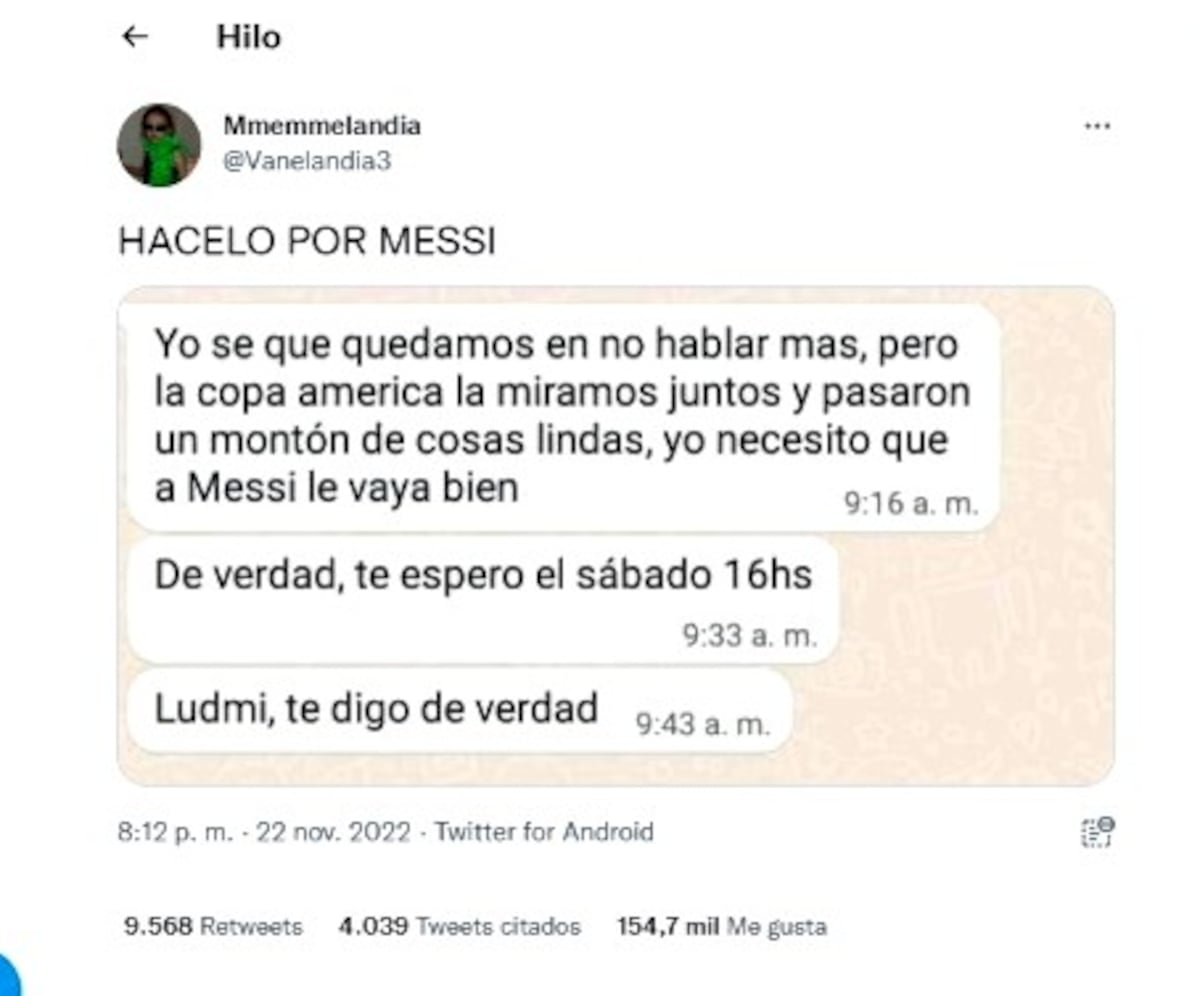 Finalmente Ludmila "anuló mufa" y vio el partido de Argentina-México con su ex. (Es de Argentinos)