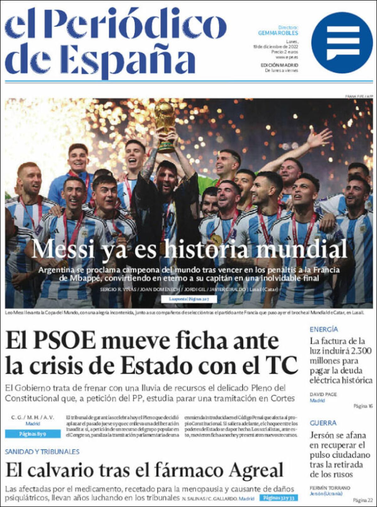 Las tapas de los diarios con Argentina campeón ante Francia.