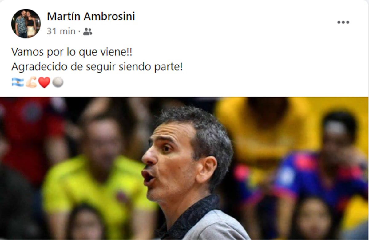 La alegría del cordobés Martín Ambrosini por continuar ligado a la selección, esta vez en el cuerpo técnico de la mayor. (Facebook: Martín Abrosini)