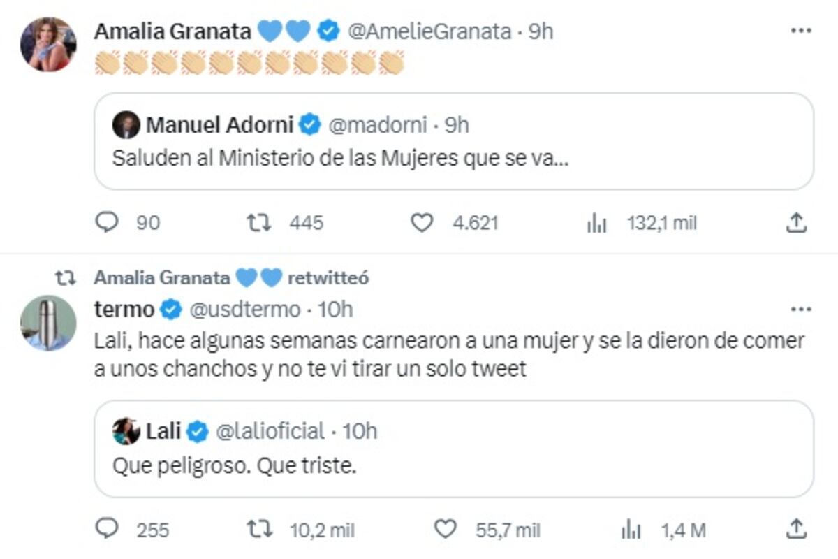 Amalia Granata festejó el triunfo Javier Milei y apuntó contra Lali (Captura de pantalla)