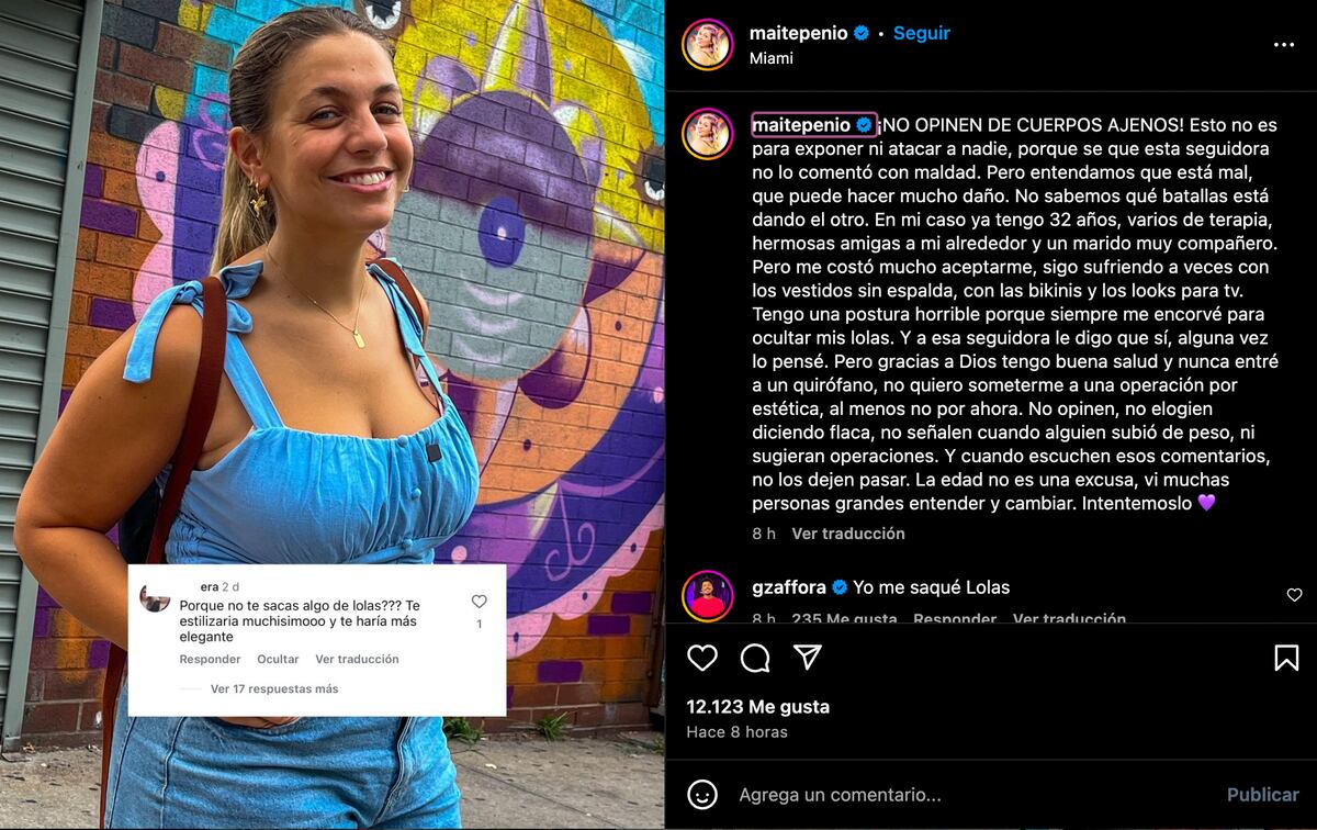 La publicación de Maite Peñoñori en Instagram. (Foto: captura de pantalla)