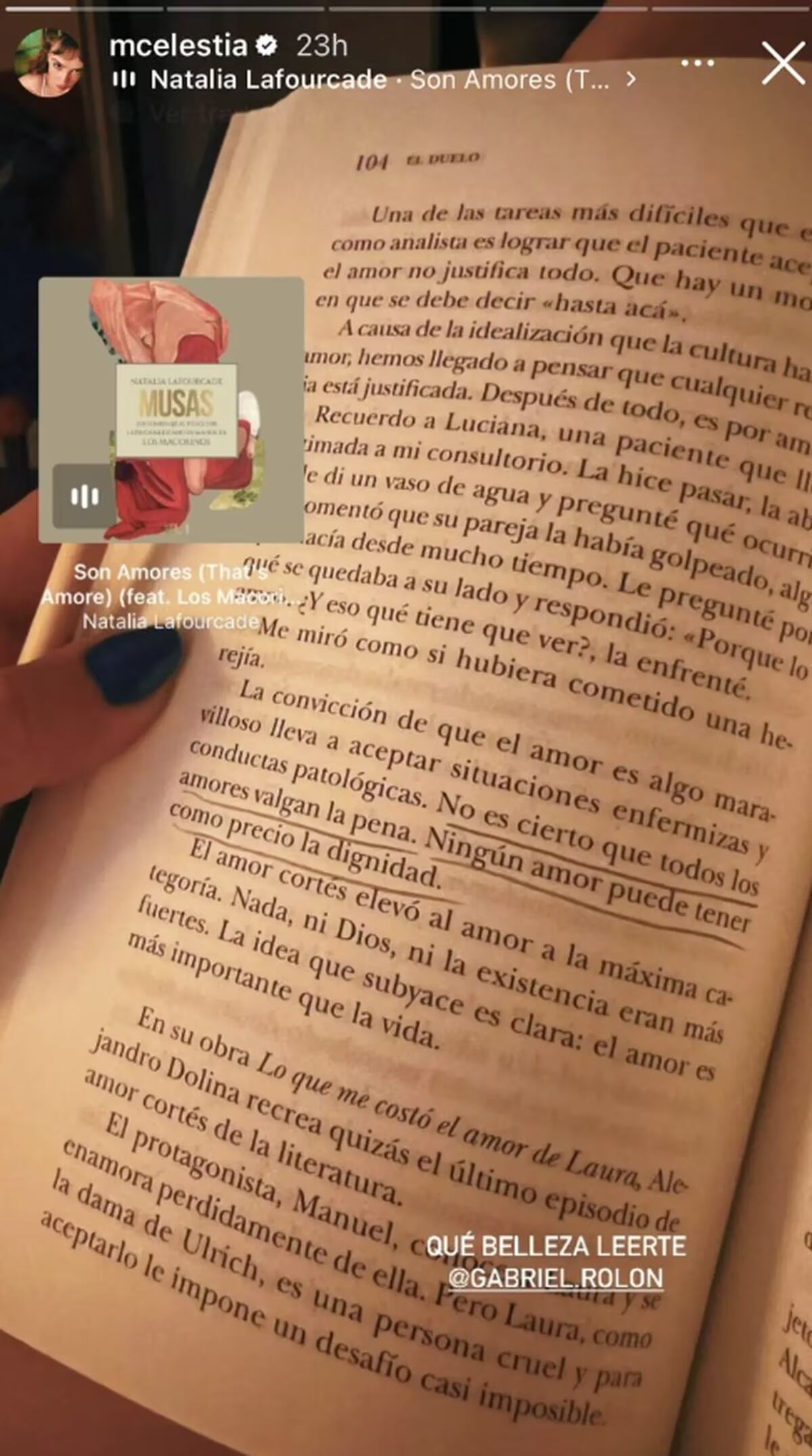 La foto que compartió Celeste Cid en sus historias de Instagram. (Foto: @mcelestia)