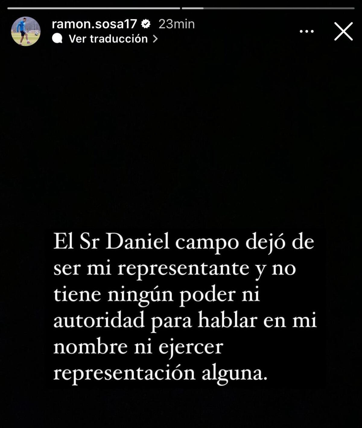 La historia que subió la historia Ramon Sosa este domingo. (Captura de pantalla)