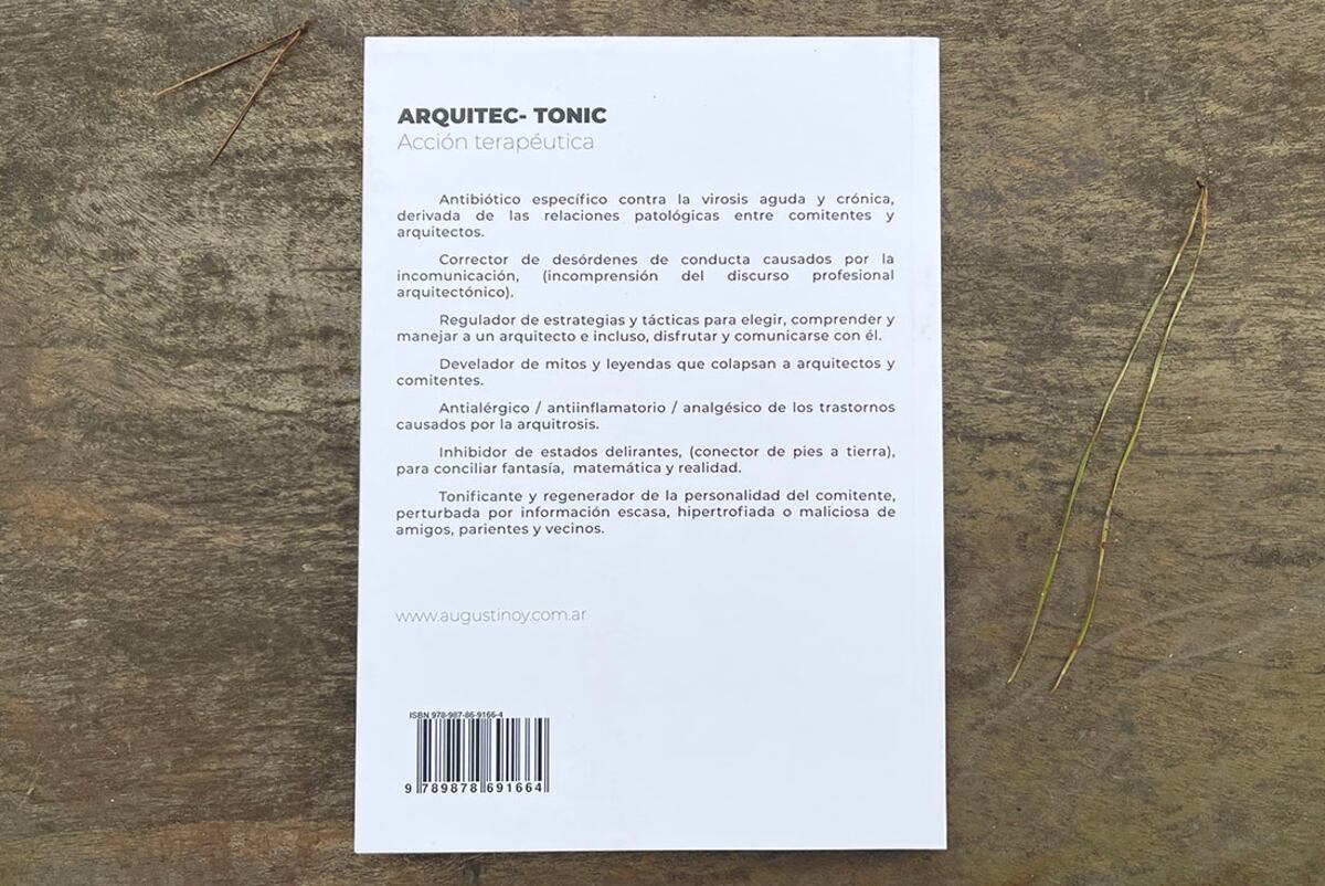 Dorso de Arquitec-Tonic: nueva obra de Efraín “Fancy” Augustinoy . / Ferrocons