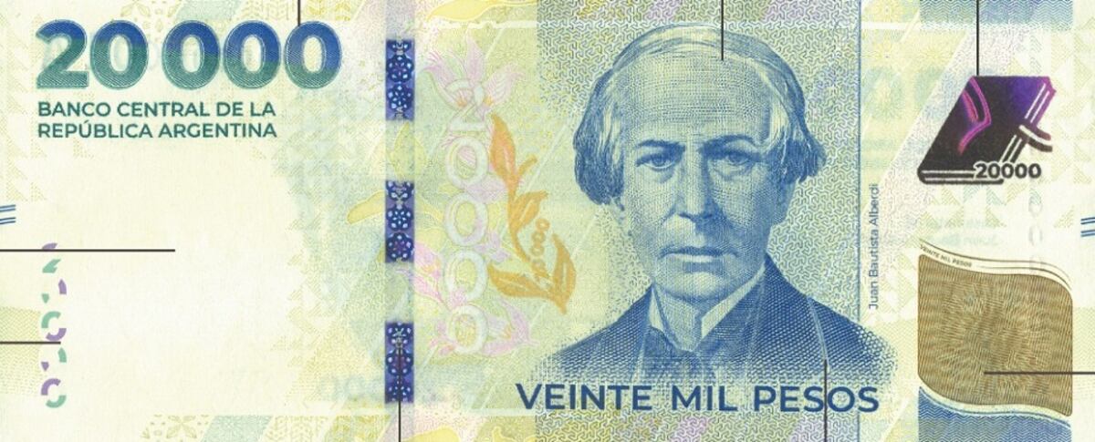Argentina. Así es el nuevo billete de $ 20 mil (BCRA).