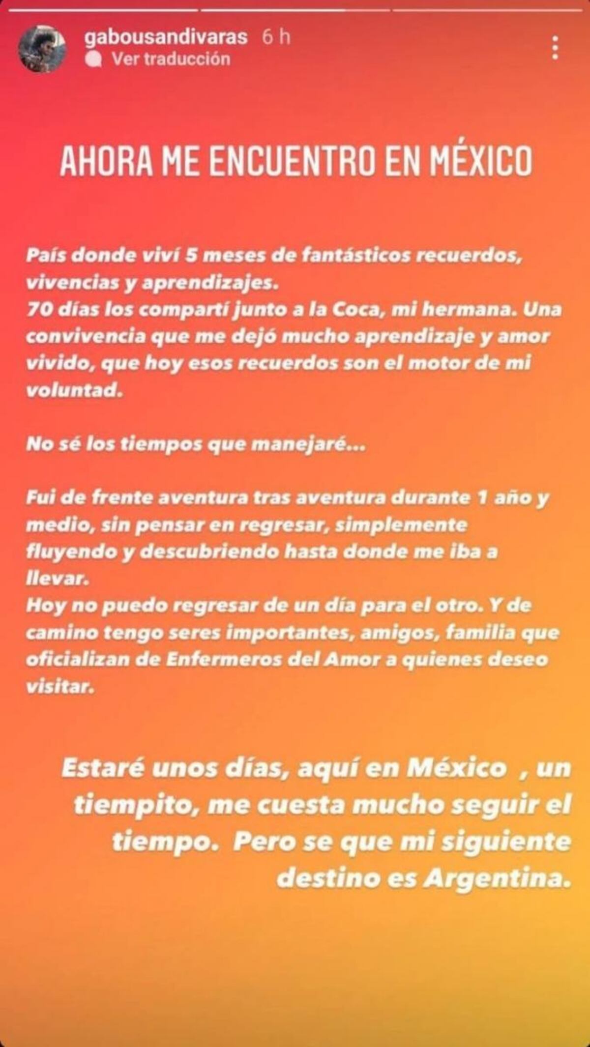 Gabo Usandivaras anunció que vuelve a Argentina
