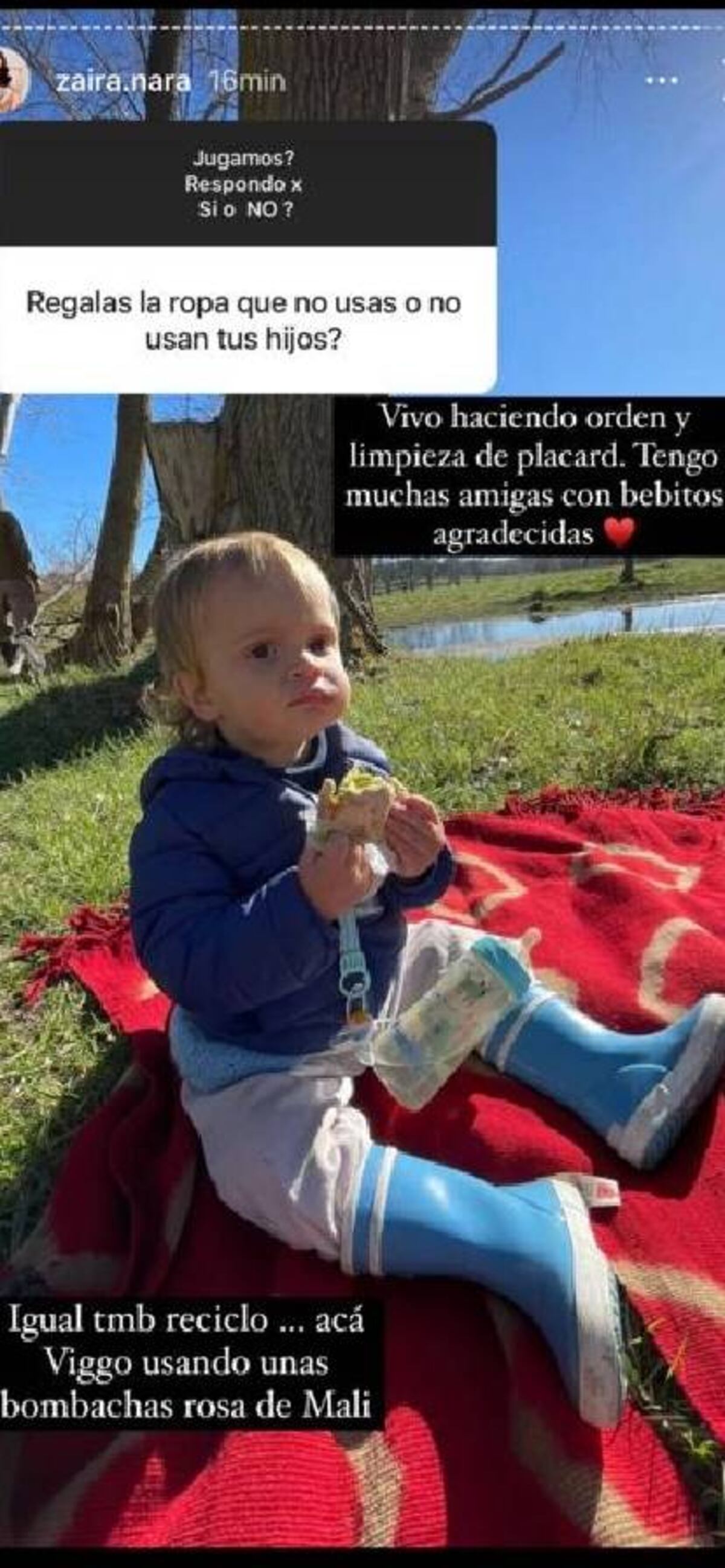 Viggo, el hijo varón de Zaira, con ropa interior que su hermana mayor dejó de usar. (Instagram @zaira.nara)
