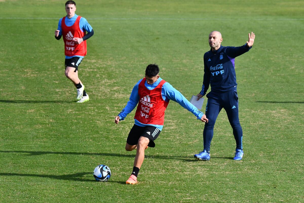 Jeremías Lucco en el ensayo en de la Sub 20 (Prensa AFA)