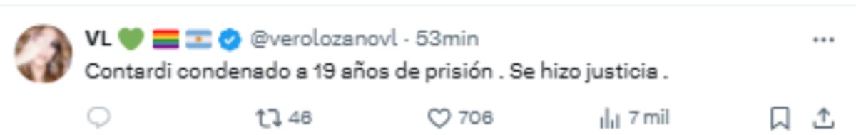 Los famosos reaccionaron a la sentencia de Claudio Contardi. (Captura)