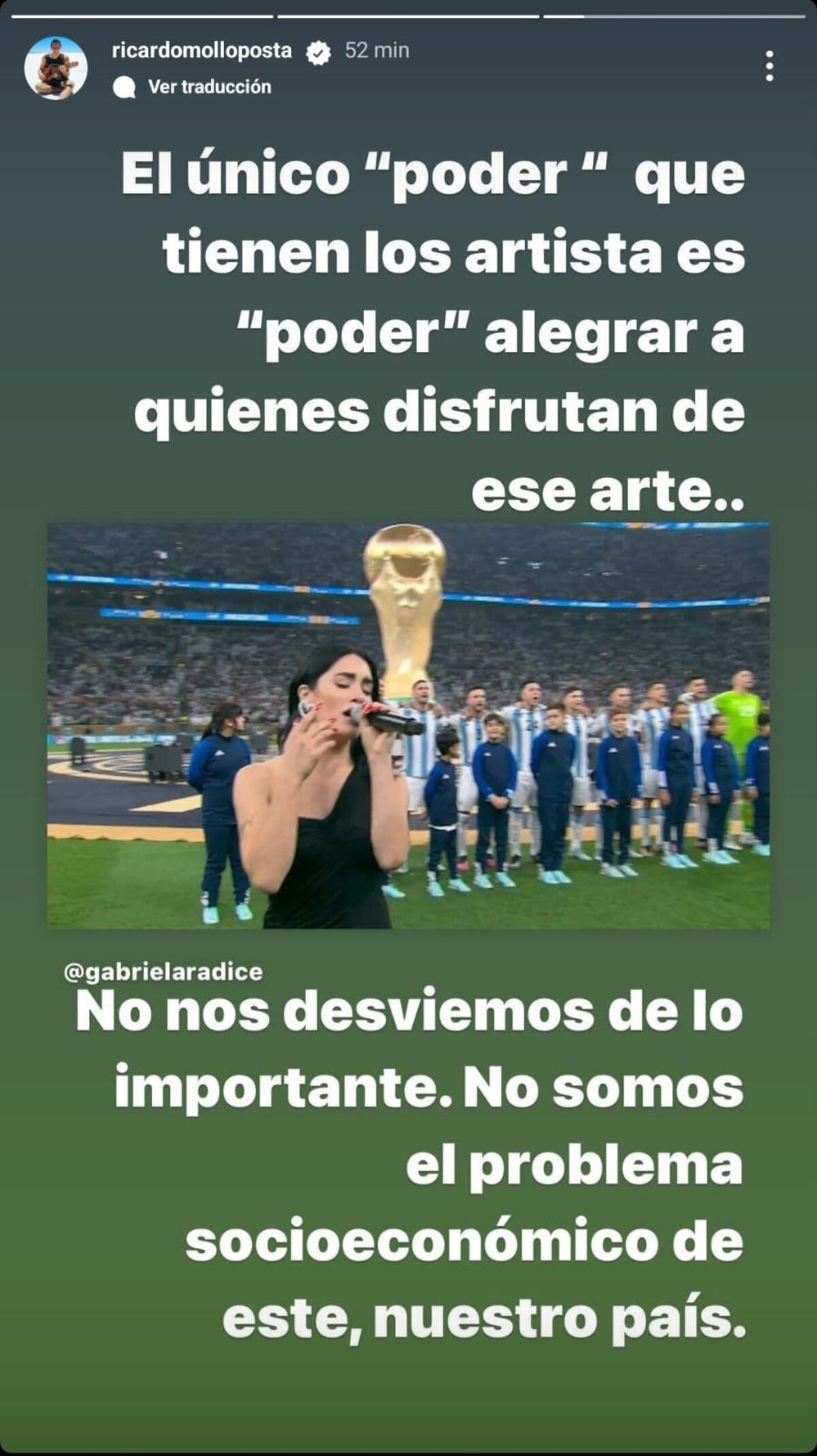 Ricardo Mollo bancó a Lali Espósito. (Captura de IG)