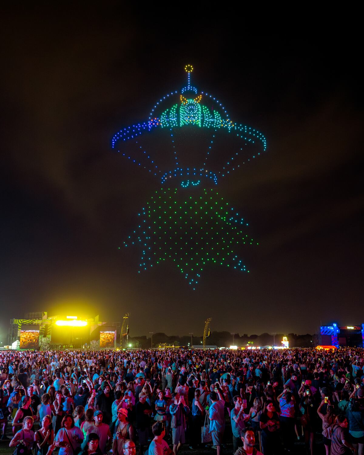 Lollapalooza 2025 y su impactante show de drones (fotos: Iluxman y Lumasky).