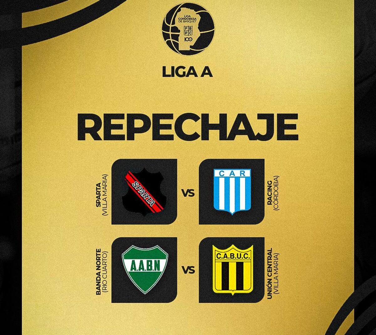 Sparta de Villa María y Racing de Nueva Italia, por un lado, y Banda Norte de Río Cuarto y Unión Central de Villa María, por el otro, buscan pasaje a la Liga Federal. (Prensa FBPC)