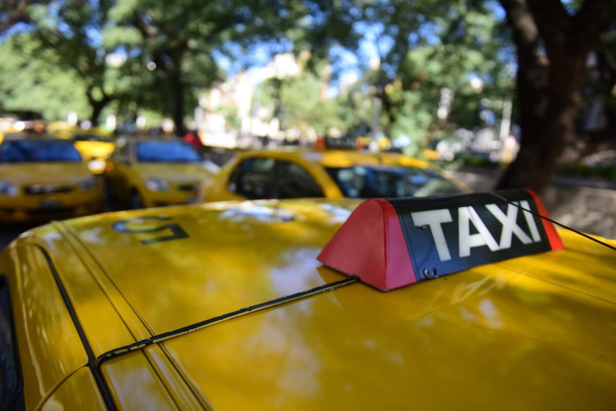 Protesta de taxistas en el centro de la ciudad de Córdoba. (José Gabriel Hernández / La Voz)
