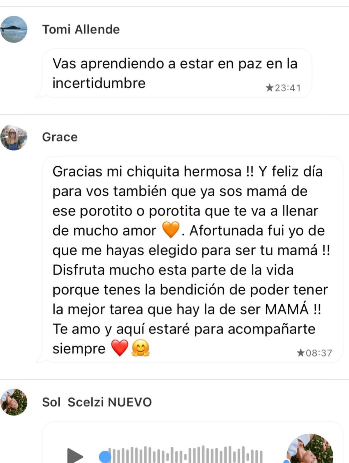 La reacción de Grace, la mamá de Clara Sarkany, al enterarse que va a ser abuela (Instagram de Clara Sarkany)