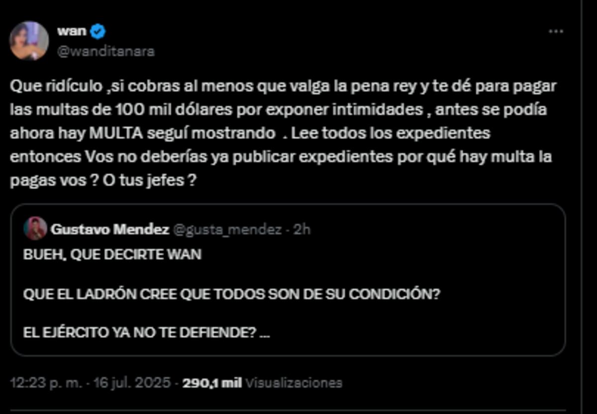Wanda Nara apuntó contra el periodista que entrevista a la China Suárez