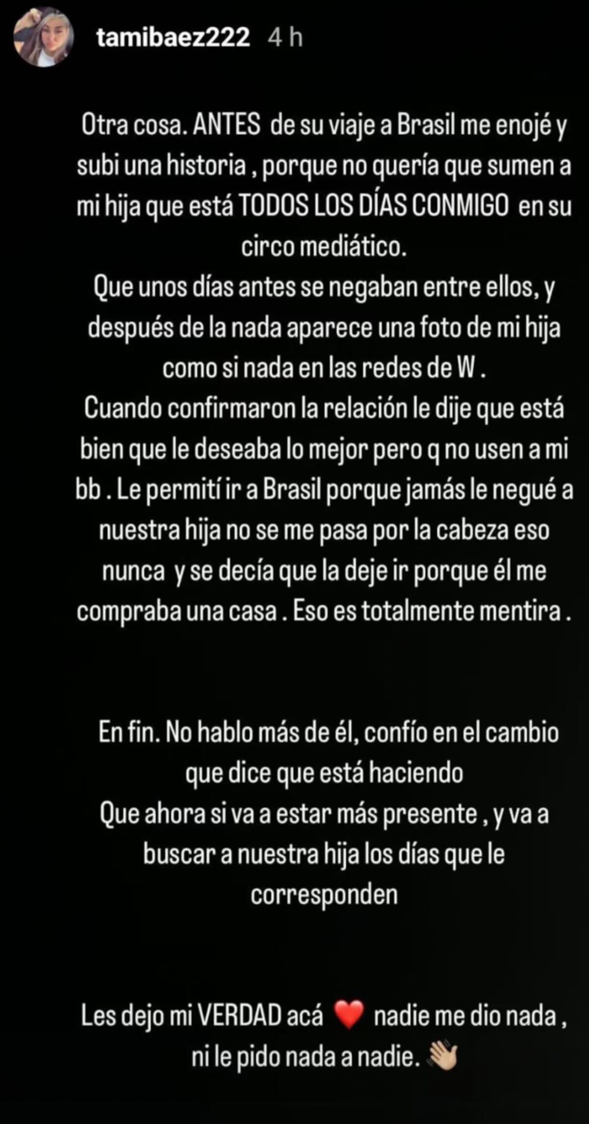 Tamara Báez contó su verdad. Parte 3. (Foto: captura de pantalla)