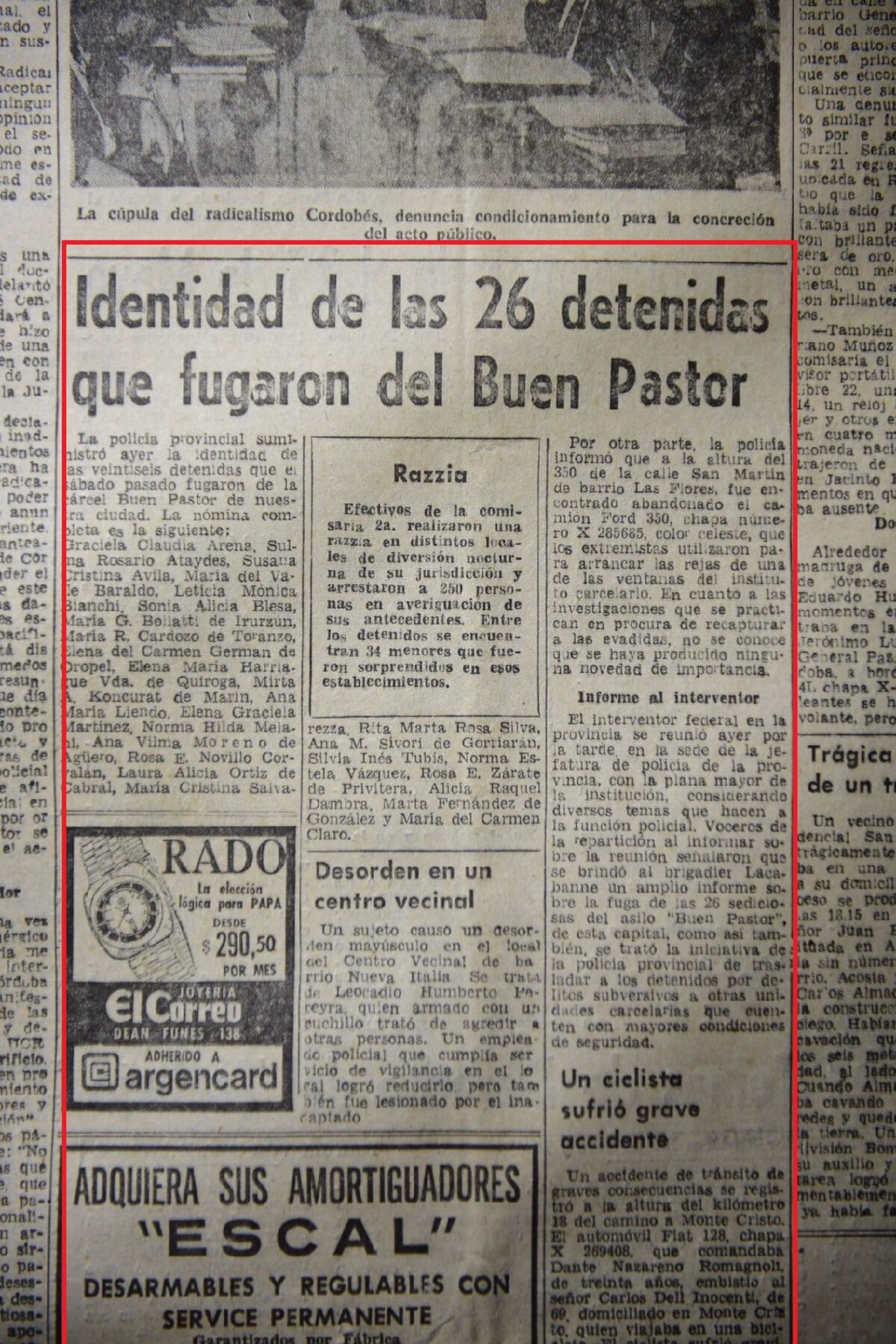 Córdoba. La noticia de La Voz del 26 de mayo de 1975 (Nicolás Bravo).