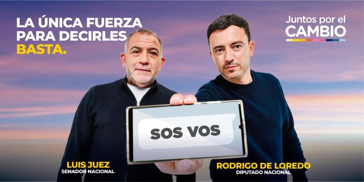 Juez y De Loredo, en el nuevo afiche de campaña (Prensa Juntos por el Cambio).
